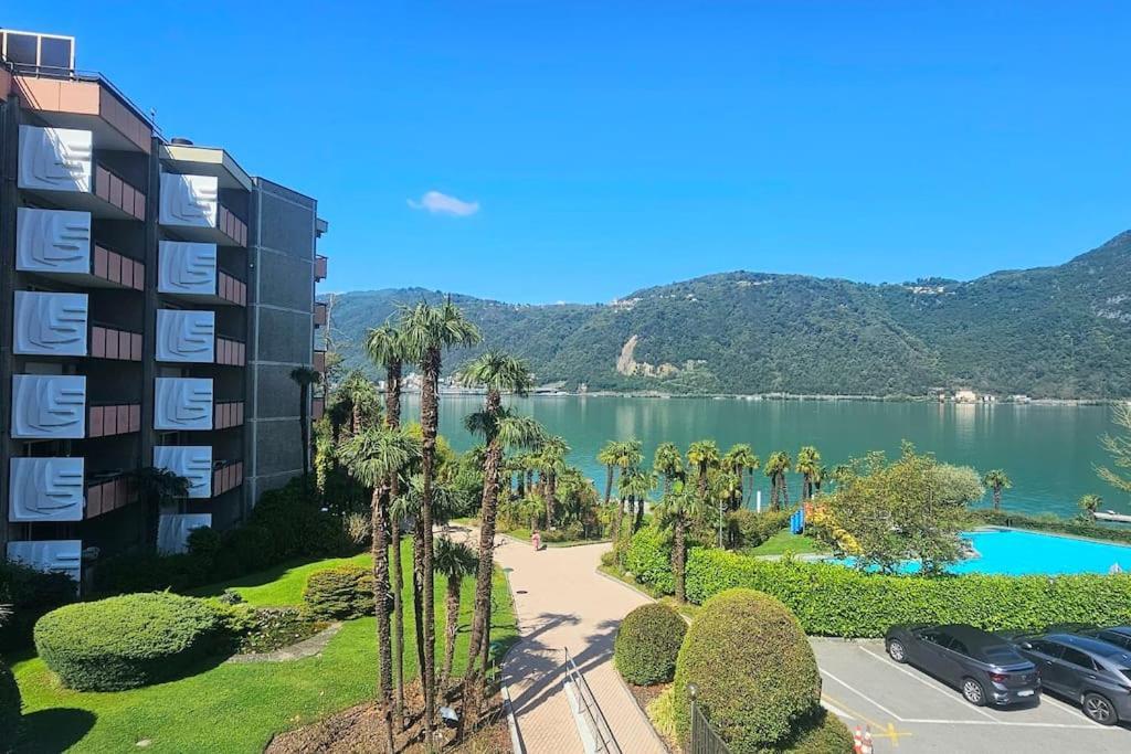 Idyllische Ferienwohnung In Bissone Buitenkant foto