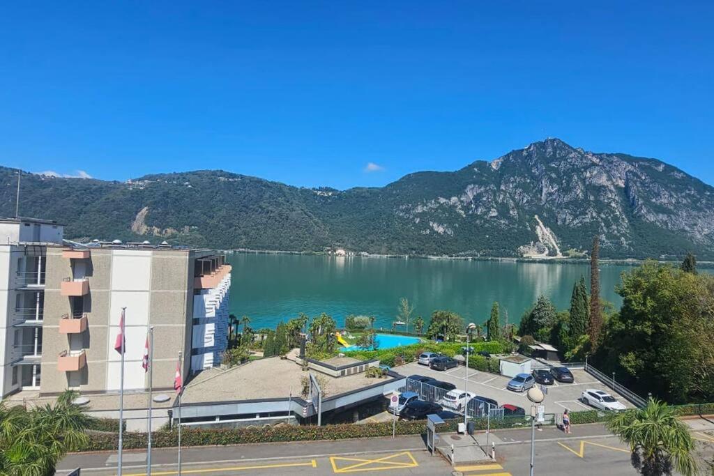 Idyllische Ferienwohnung In Bissone Buitenkant foto